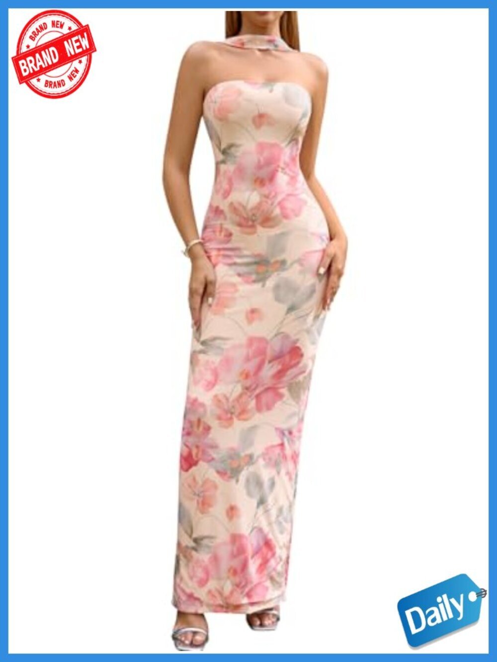 Elegant Summer Bodycon Maxi Dress Halter Neck Formal Wedding Guest Cocktail